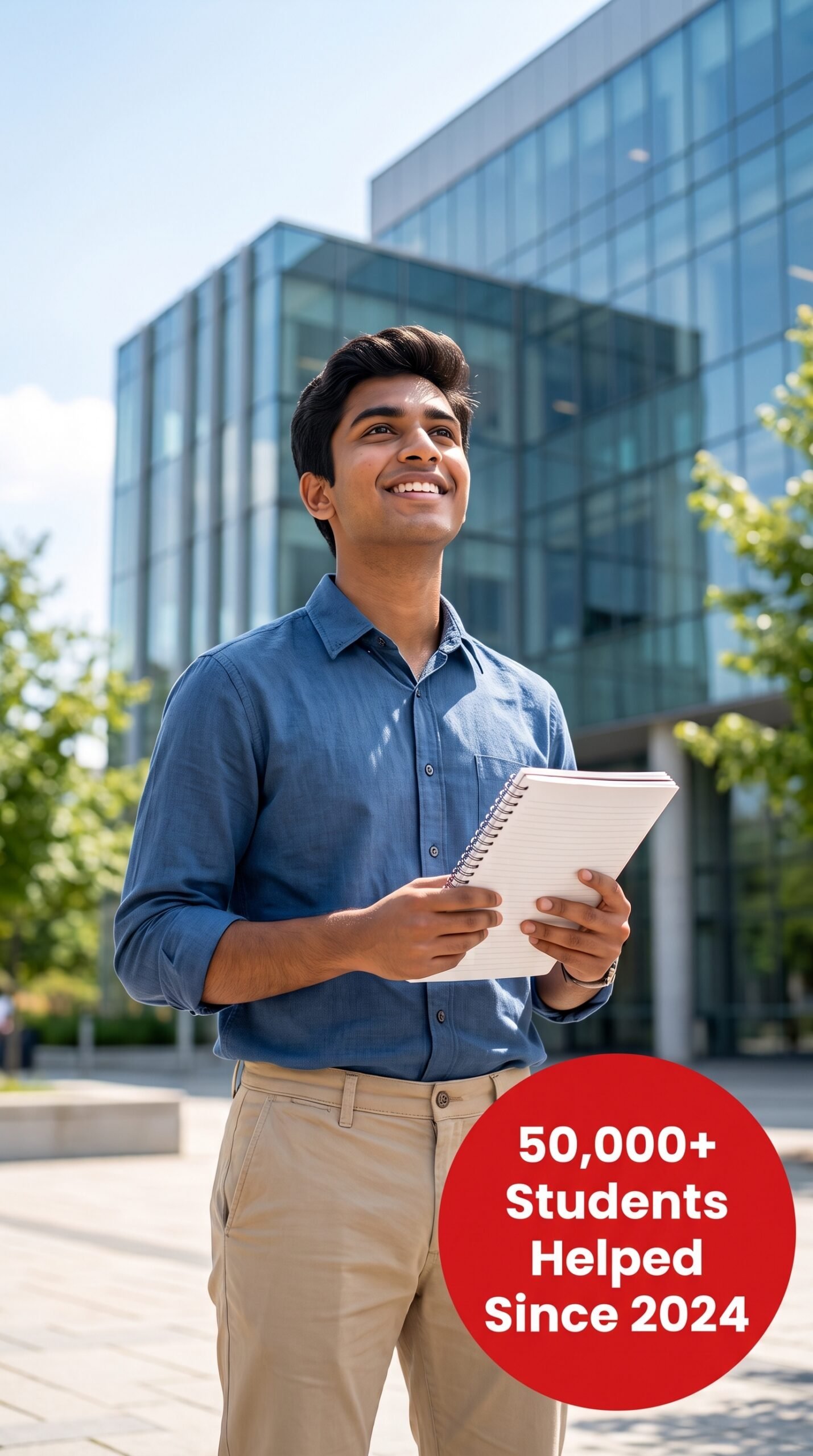 Indian student using AMS Font Converter with badge showing 50,000+ students helped since 2024