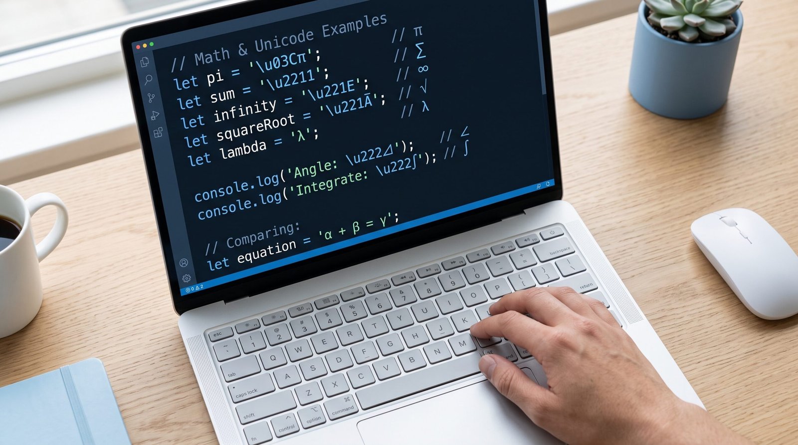 aptop displaying LaTeX code conversion of mathematical formulas